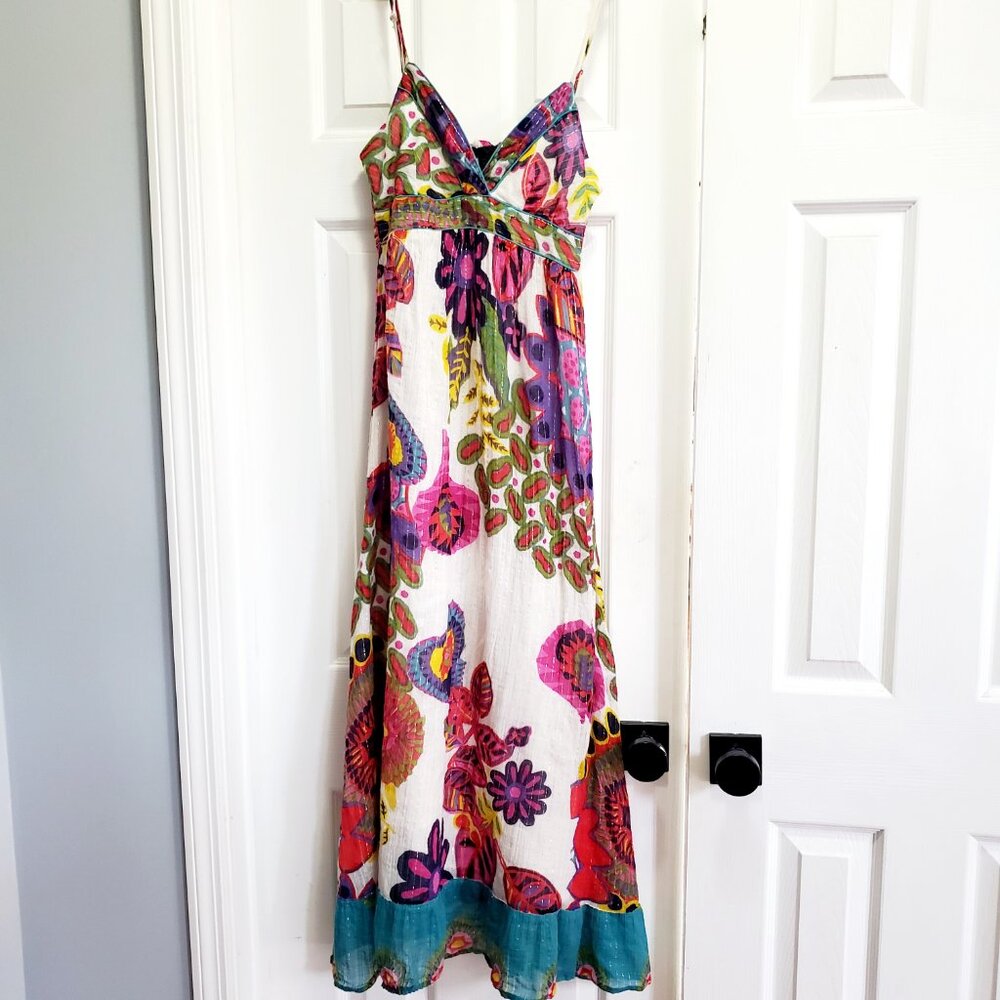Apollo Boho Floral Maxi Dress Medium | Colorful Festival Resort Sundress